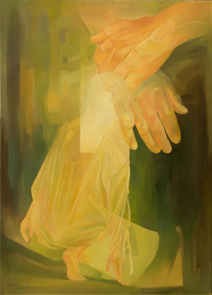 Xantus Géza, Várakozás, olaj, vászon, 70 x 50 cm, 2018