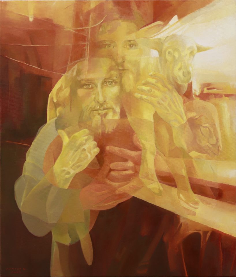 Xantus Géza, Jó Pásztor, olaj, vászon, 70 x 60 cm, 2023