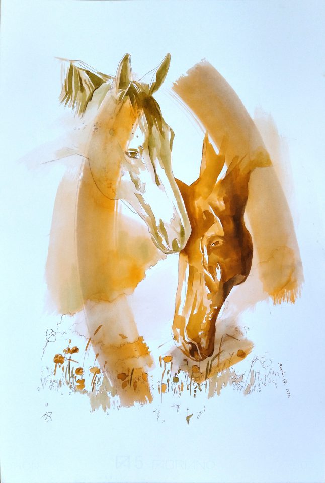 Xantus Géza, Vázlatok XII., pác, papir, 60 x 40 cm, 2023.